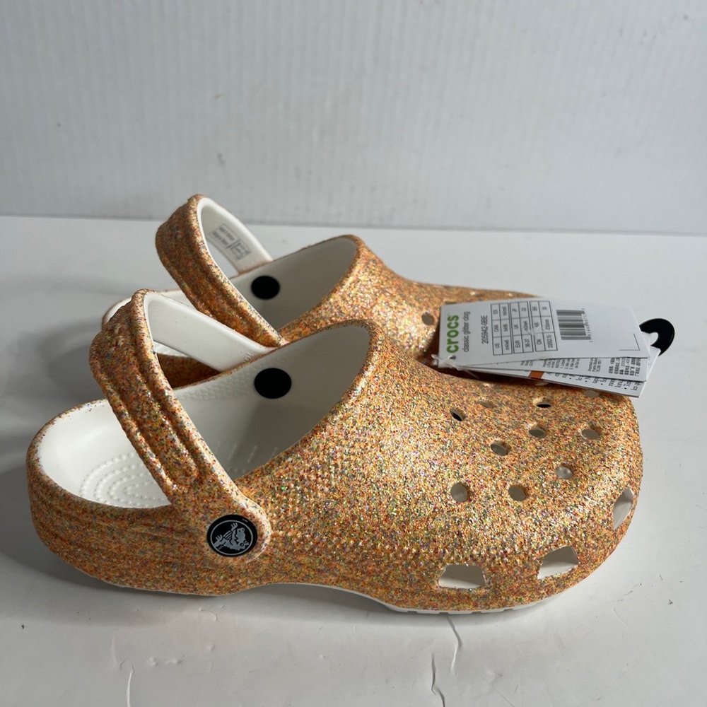 NWT Crocs big girls Classic Glitter Clog Gold size